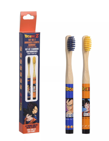 Set de 2 cepillos de dientes de bambú para niños de Dragon Ball Z